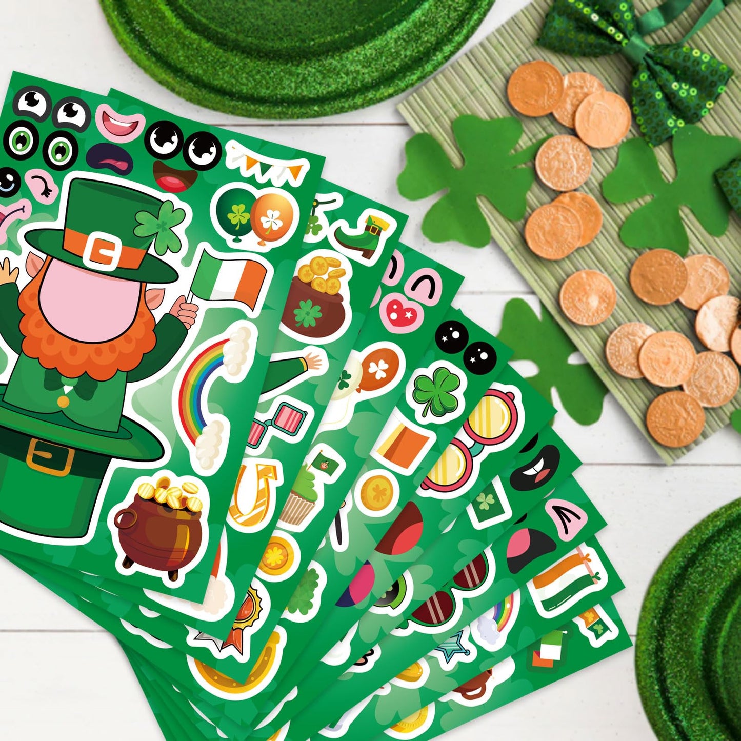27 Sheets St. Patrick'S Day Stickers For Kids Toddlers Make A Face Stickers Saint Patrick Irish Stickers Make Your Own Stickers