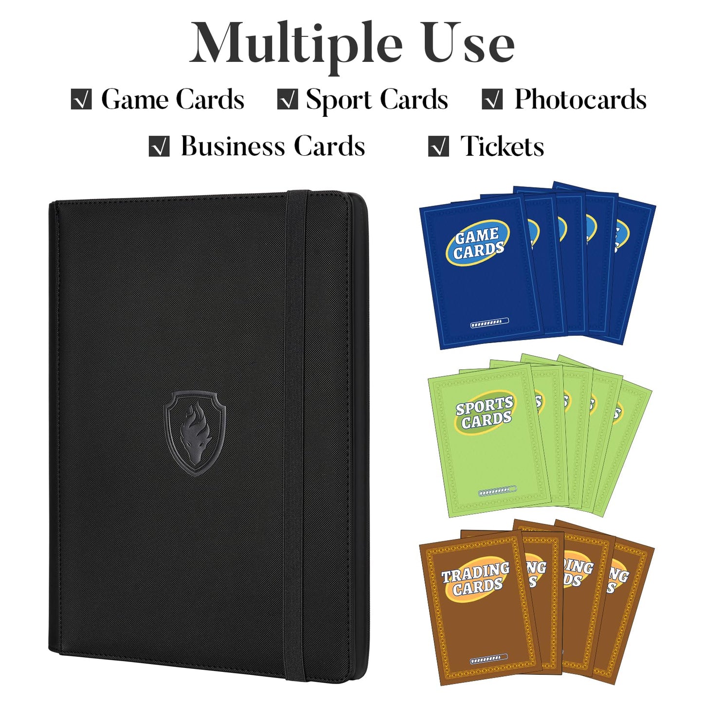 Trading Card Binder 9 Pocket  Fabmaker PU Cover Card Collection Binder for 360 Cards  enhanced Card Book  Sturdy Card Holder Folders  Card Album for YuGiOh  MTG  TCG  Game & Sports Cards  Dark Green