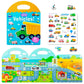 Portable Jelly Quiet Busy Sticker Book, Vehicles Reusable Sticker Books For Kids, Toddler Sticker Activity Book Preschool Learning Activities Educational Toys For Girls Boys Age 3+ Birthday Gifts