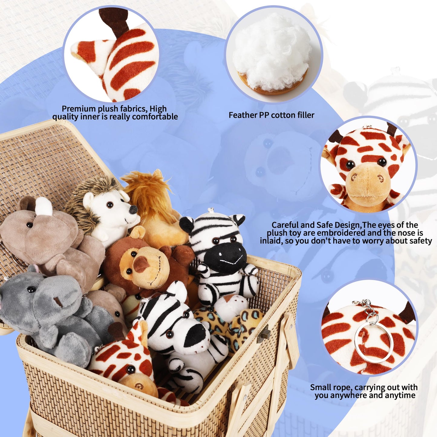 Spoilu Small Stuffed Animals Bulk, 36 Pieces Cute Plushies, 4.5 Inch Mini Forest Animal Plush Toys, Party Favors, Stocking Stuff