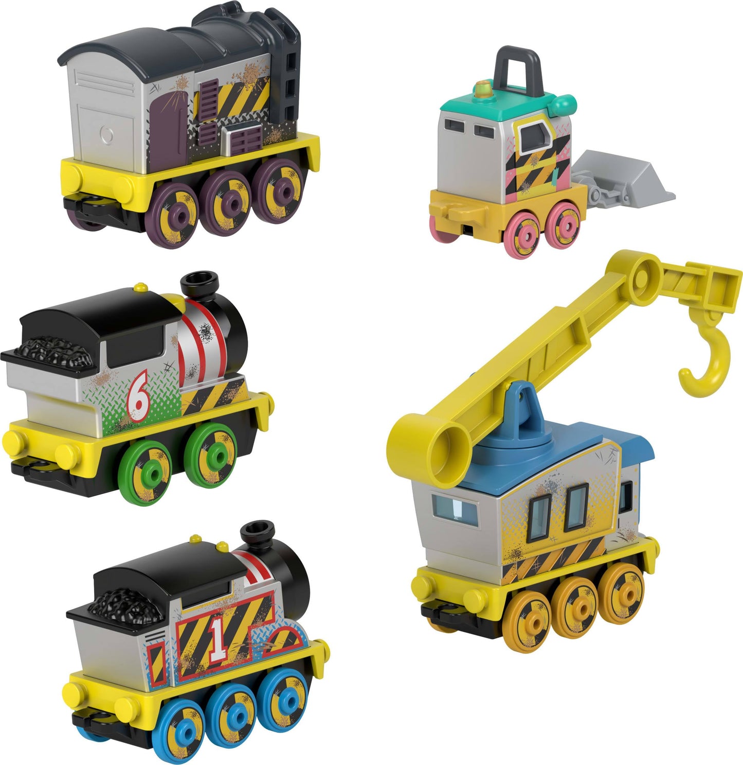 Thomas & Friends Diecast Vehicle Set Construction Crew 5 Push-Along Toy Train Engines For Preschool Kids Ages 3+ Years