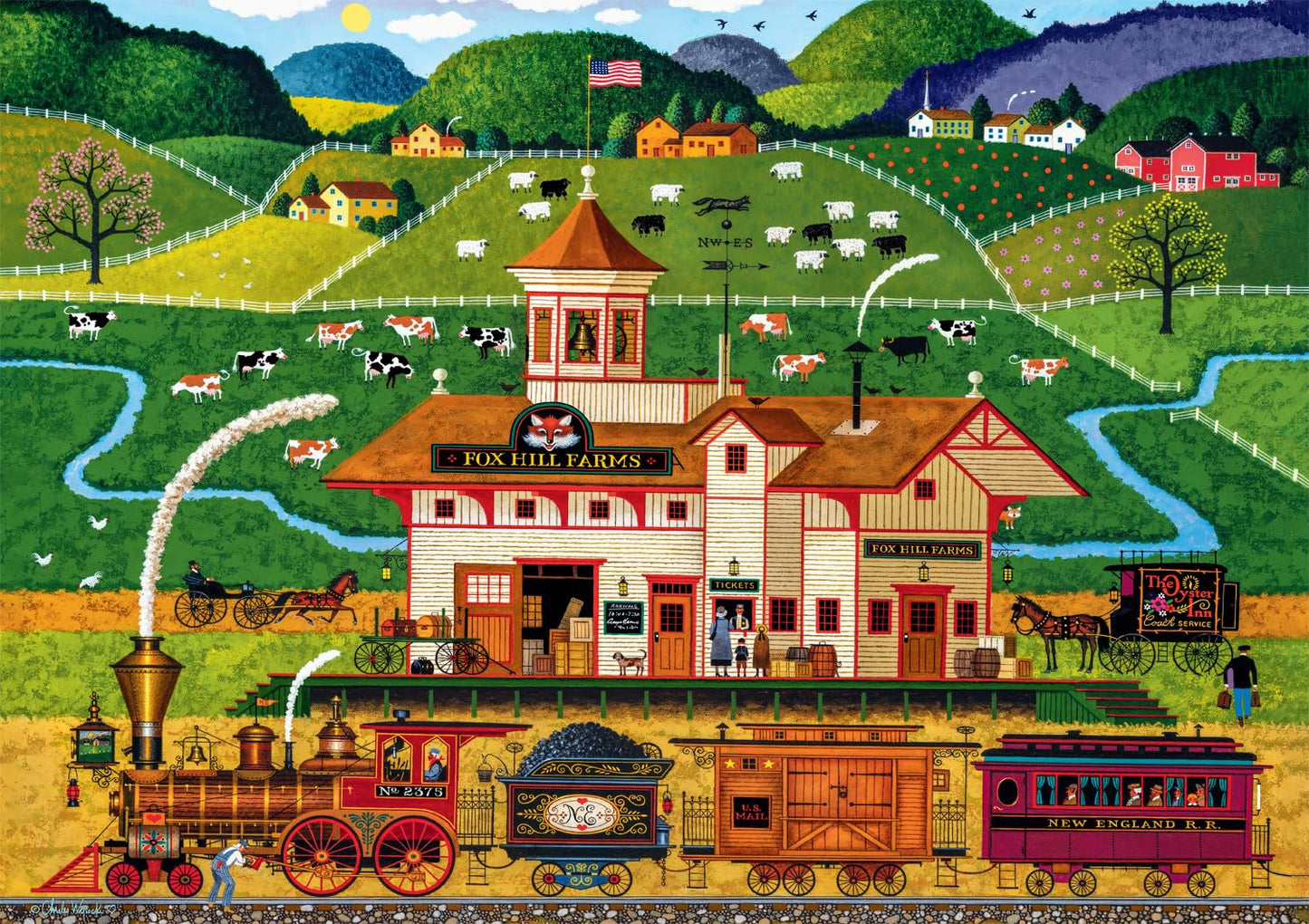 Buffalo Games - Charles Wysocki - Fox Hill Farms - 300 Piece Jigsaw Puzzle For Adults -Challenging Puzzle Perfect For Game Nights - Finished Size Is 21.25 X 15.00