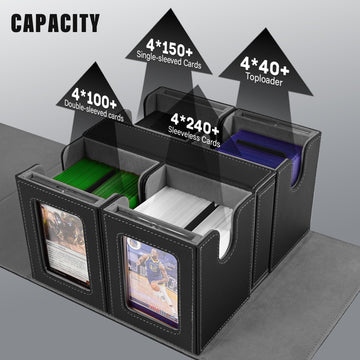 Kabinka Mtg Deck Box With Commander Display -Patented Design, 5 In 1 Trading Card Storage Box Fit 400 Double-Sleeved Cards, Card