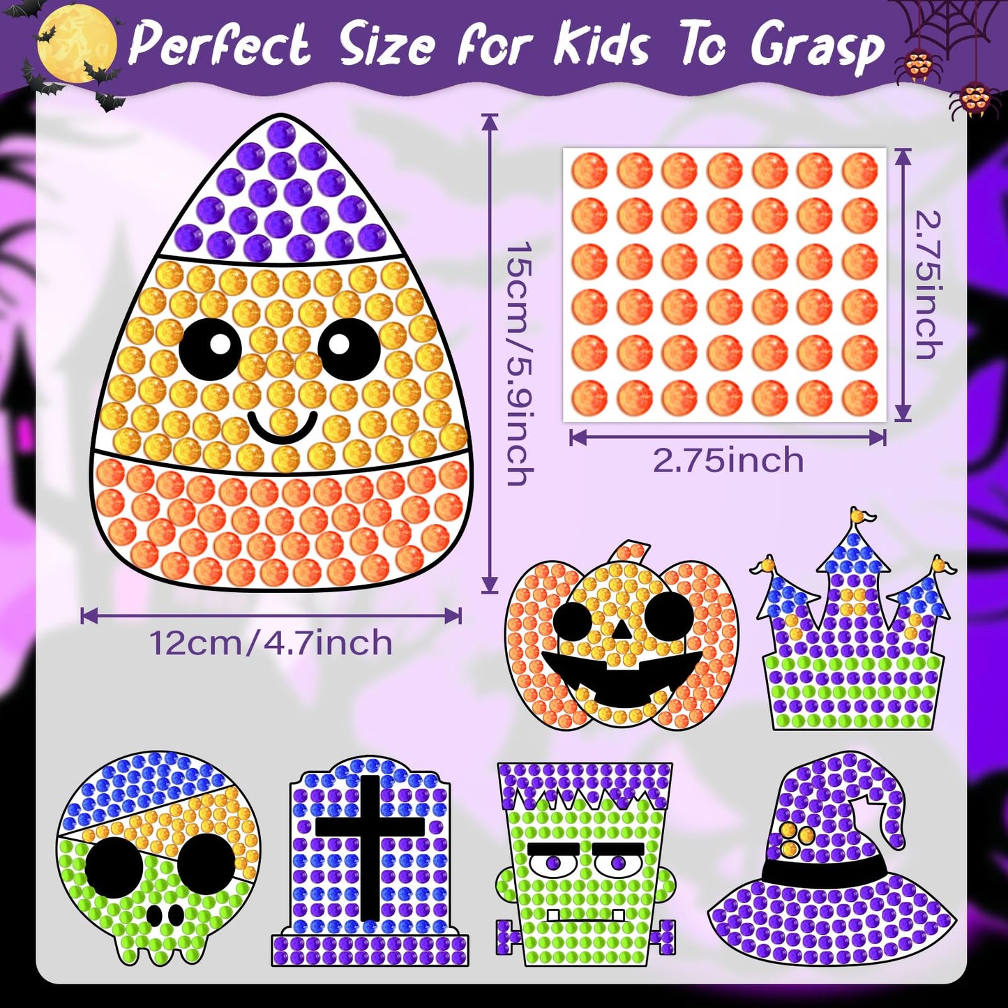 Qyeahkj 7pcs Halloween Arts and Crafts, Art Crafts Suncatcher Kits for Children Teenagers Kids at 6-8, DIY Diamond Painting Kits