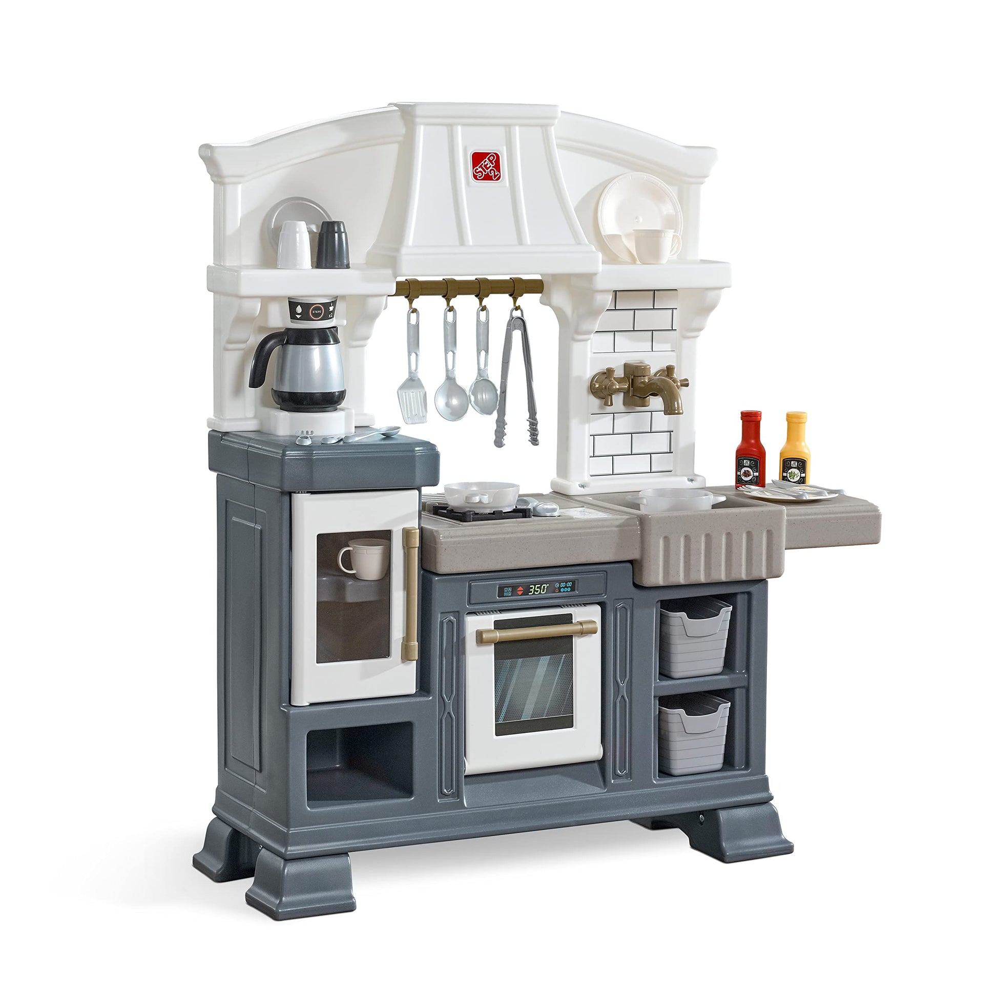 Step2 Gilded Gourmet Kids Kitchen Playset, Indoor/Outdoor Kitchenette, Interactive Play with Lights and Sounds, Made of Durable 