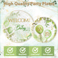 G1ngtar Welcome Baby Greenery Baby Shower Party Plates Supplies- Serves 24-96Pcs Sage Green Balloon Party Tableware Decorations