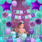 Mermaid Birthday Decorations Purple Teal Blue Party Balloons Happy Birthday Banner Dots Garland Purple Turquoise Green Fringe Cu