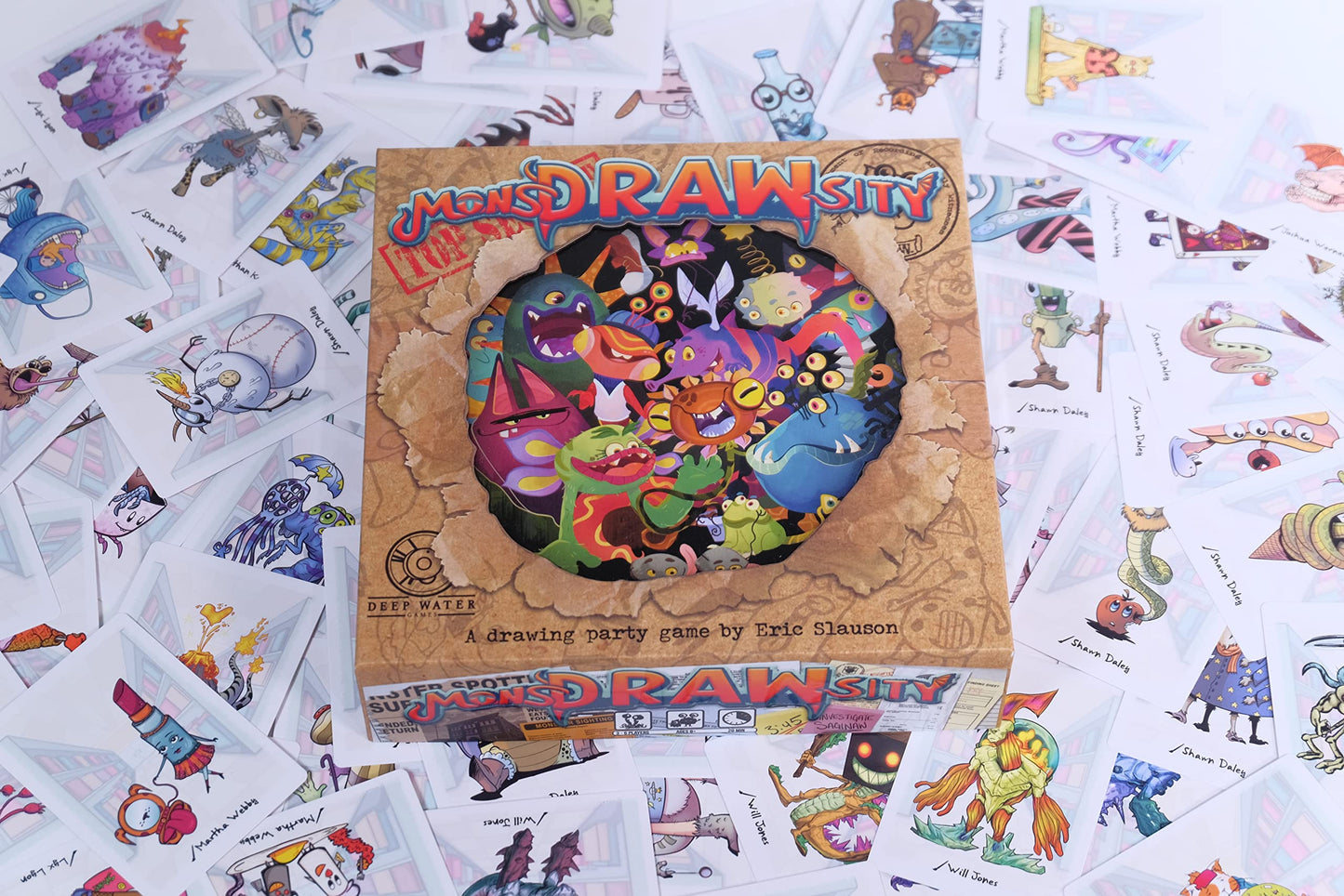 Deep Water Games MonsDRAWsity Top Secret Drawing Party Game, 3-8 Players, Cardstock, Ages 8+