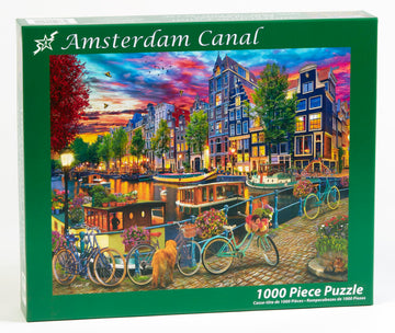 Vermont Christmas Company 'Amsterdam Canal' Jigsaw Puzzle 1000 Piece - Large Pieces - Fully Interlocking & Randomly Shaped Pieces
