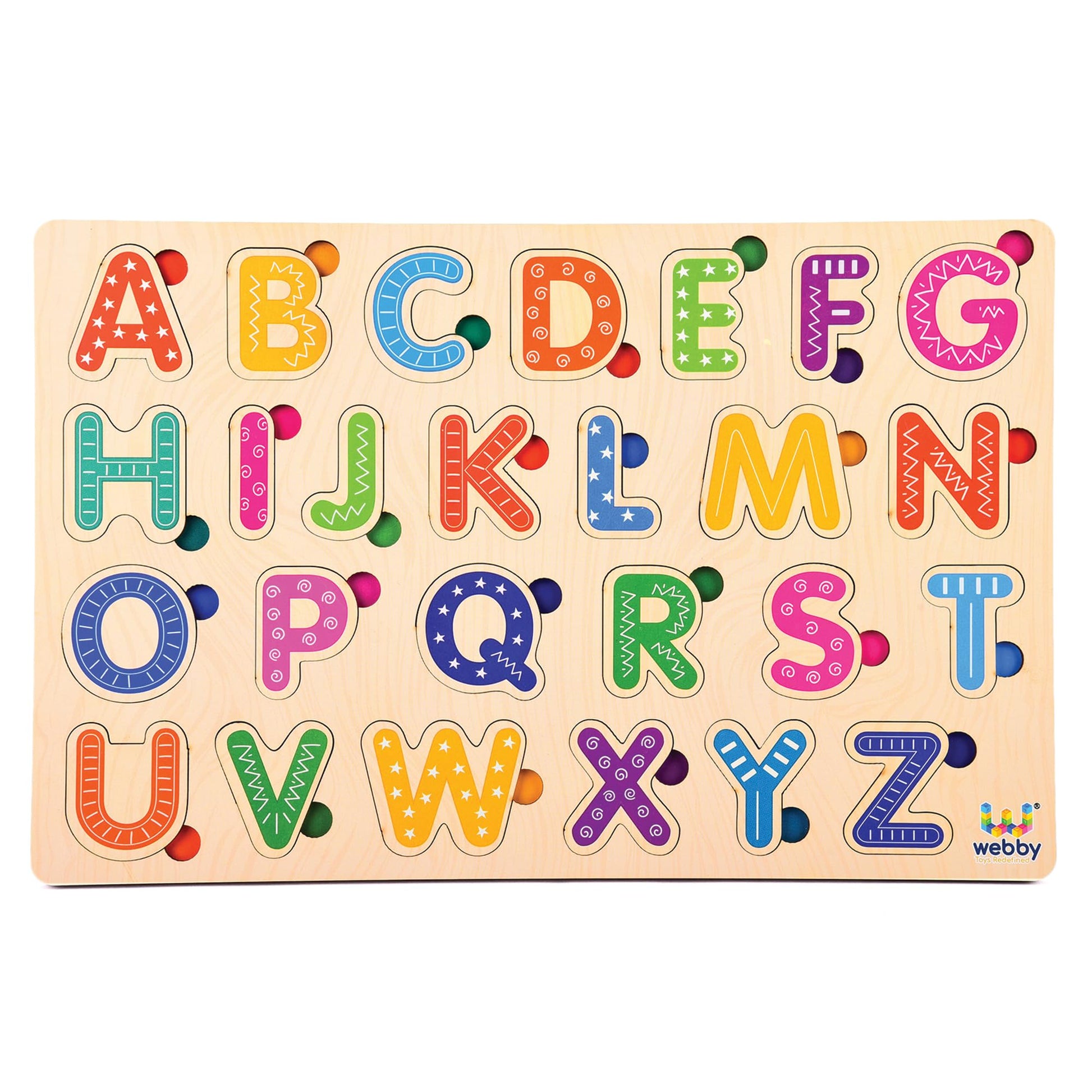 Webby Wooden Alphabets Montessori Educational Pre-School Puzzle Toy For 2+ Years Kid