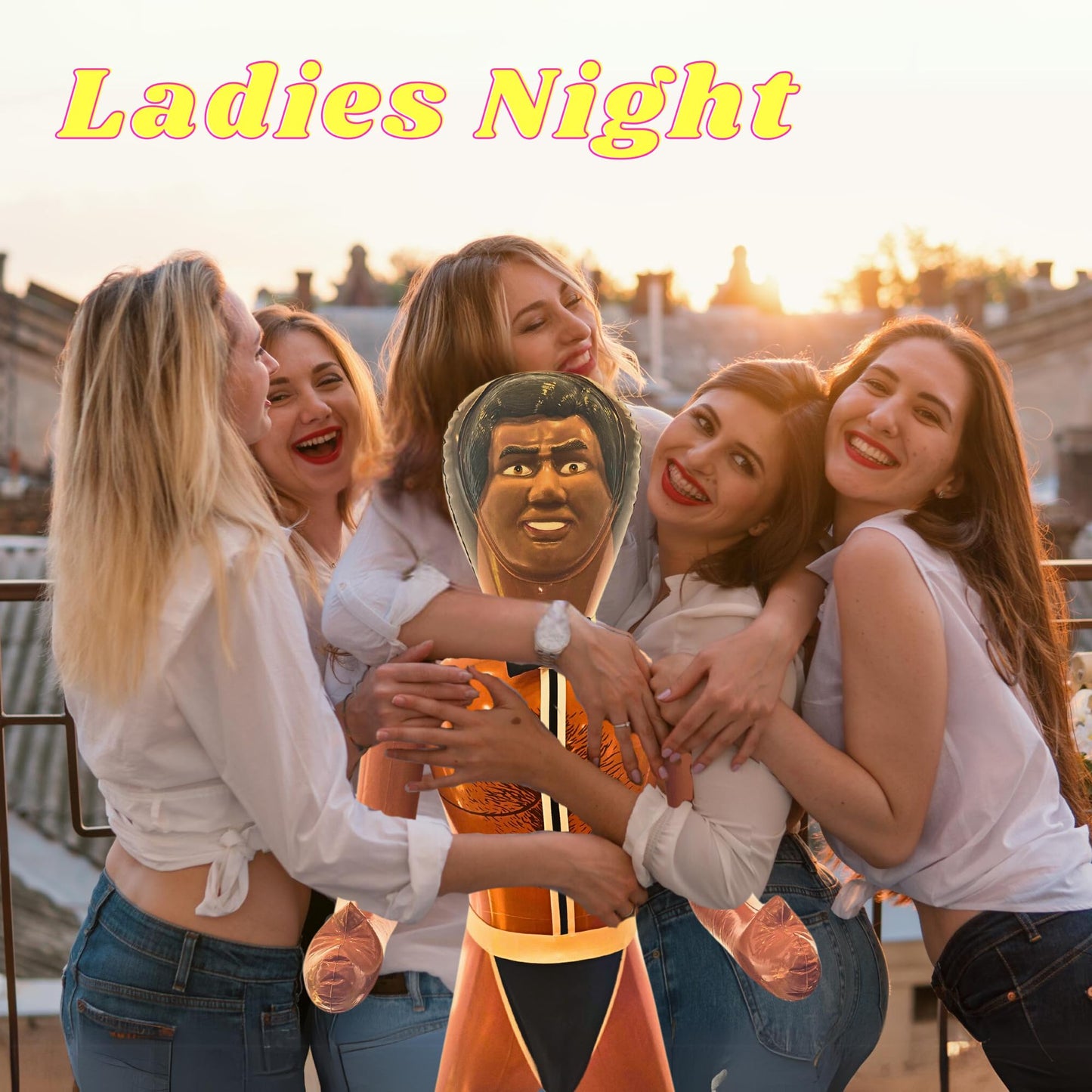 Merrimix - Isaac Inflatable Blow Up Doll with Chippendale Costume, Gag Gifts for Men, Bachelor Party Favors and Decorations Bach