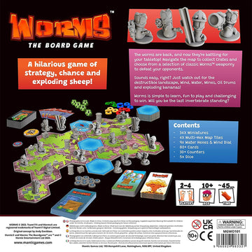 Mantic Games: Worms: The Board Game - Hilarious Tabletop Game Incorporating All The Fun & Shenanigans from The Classic Video Game  Age 10+  2-6 Player