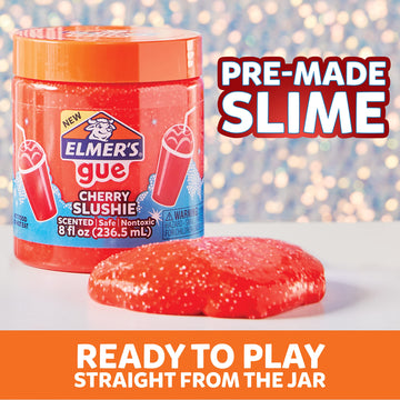 Elmer'S Gue Premade Slime, Variety Pack, Includes Clear Slime, Glow In The Dark Slime, Crunchy Slime, 4 Count