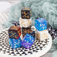 ORUNI 48 PCS Magic The Gathering Dice Set - 16mm Starry Marble D6, Black&White & Brown&Pink, MTG Counter Tokens for Card Games