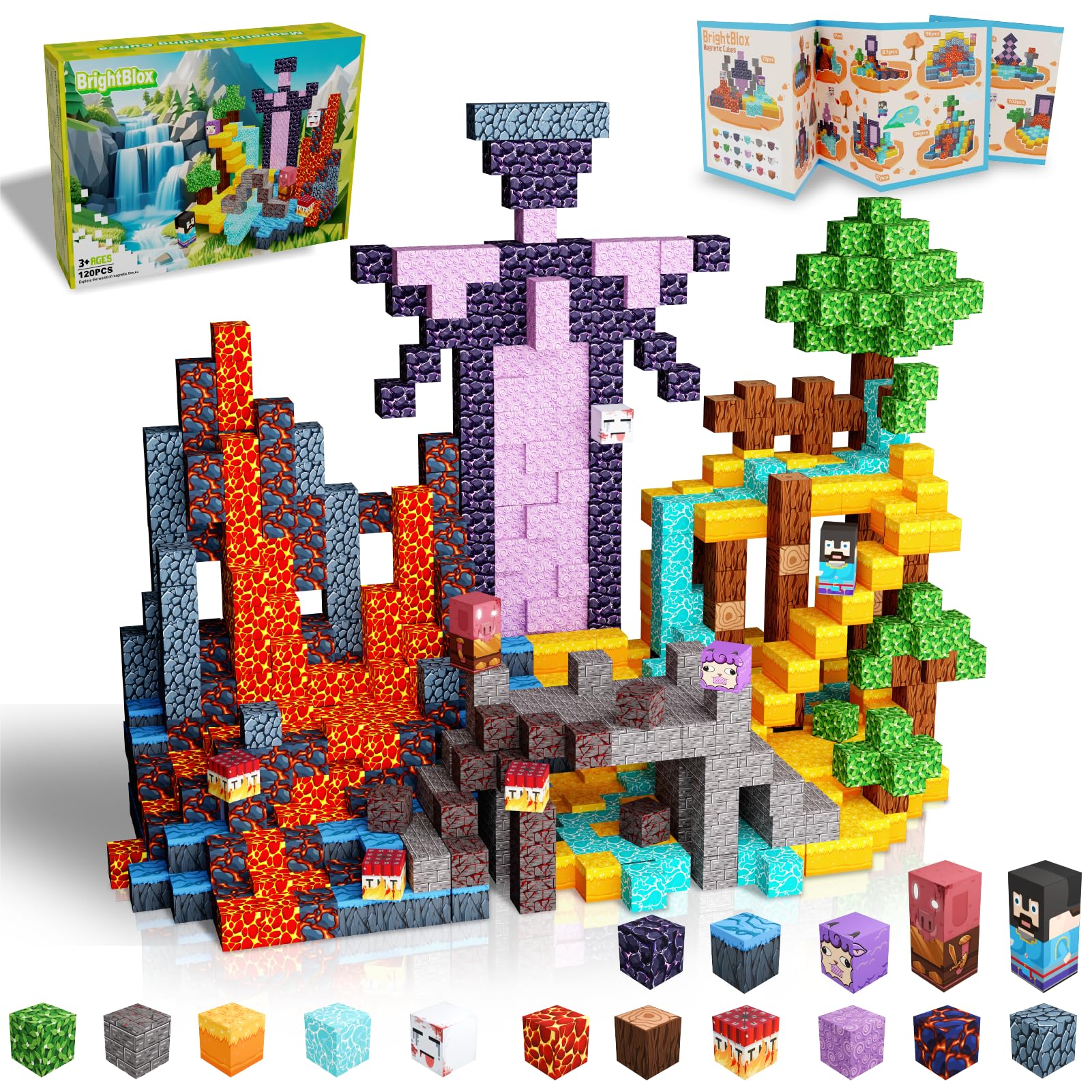 Magnetic Blocks 120PCS Magnetic Building Blocks for Kid 3+  Building Toys for Kid Boys Girls  STEM Sensory Gift for Birthday