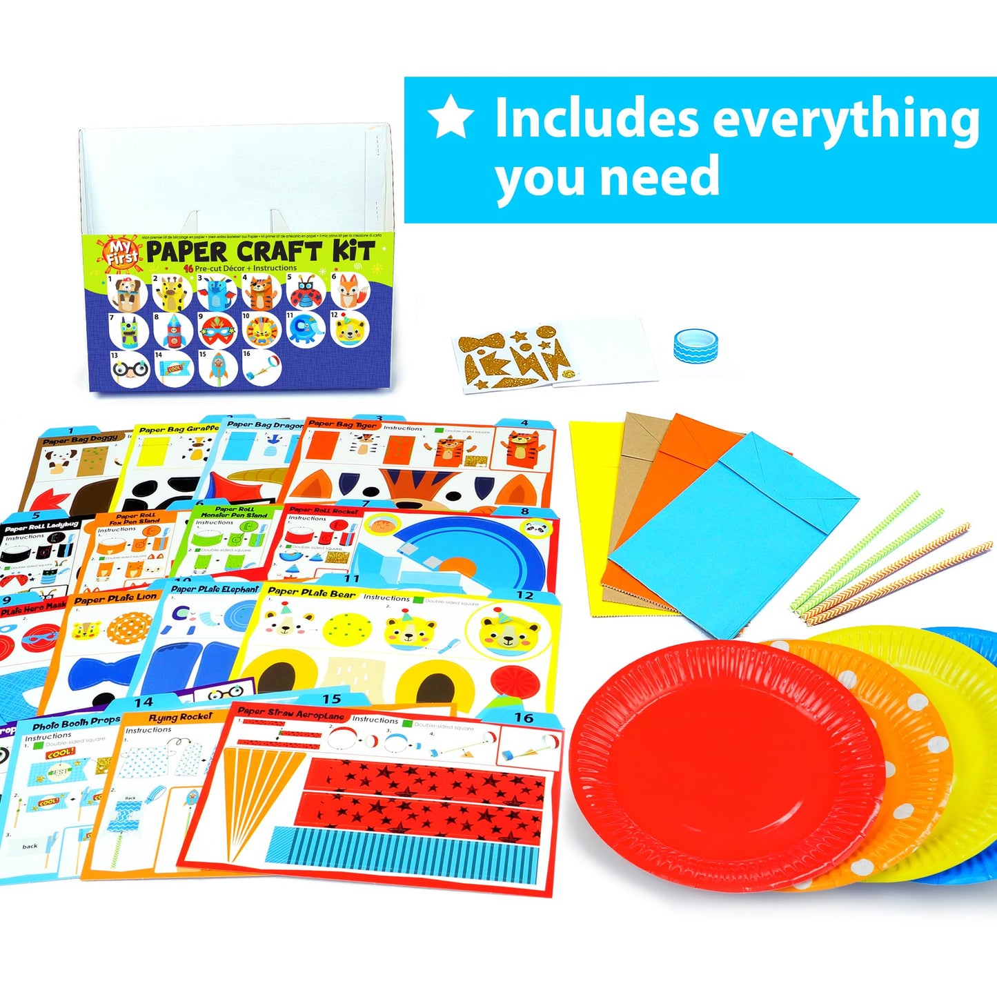 KRAFUN My First Safari Animal Craft Kit - 18 DIY Zoo Animal Projects for Toddlers, Creative Arts & Crafts for Kids Ages 3-8