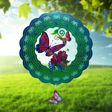 Butterfly Metal Wind Spinners, Butterfly Gifts For Women Mom Grandma Wife Men, 12 Inch 3D Stainless Steel Hanging Wind Spinner F