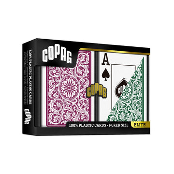 Copag 1546 Design 100% Plastic Playing Cards, Poker Size (Standard) Green/Burgundy (Jumbo Index, 6 Sets)