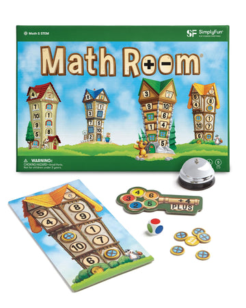 Simplyfun Math Room - Educational Math Game - Quick Thinking & Fun Math Games For Kids Ages 5 & Up - Fast Solving Addition & Subtraction Game - 2 To 4 Players