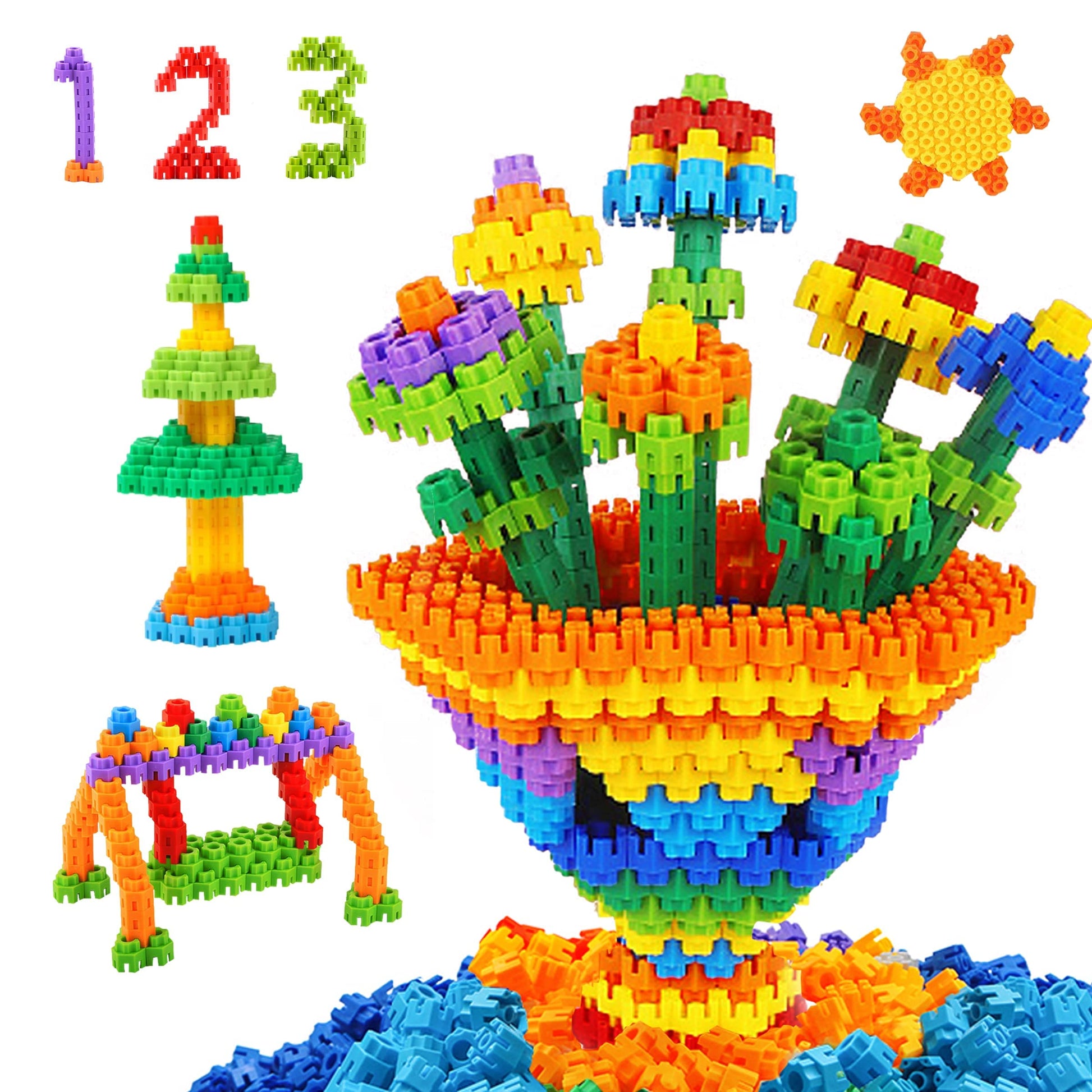 CAPT.GOOSE 300 Pcs Kids Building Blocks with Storage Bag - Interlocking, Colorful Stem Toys for 3+ Year Old - Connects Building 