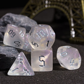 Poludie 7-Die DND Dice Set Polyhedral Dice Set with Leather Bag D&D Dice Set for Dungeons and Dragons RPG MTG Table Games (Trans