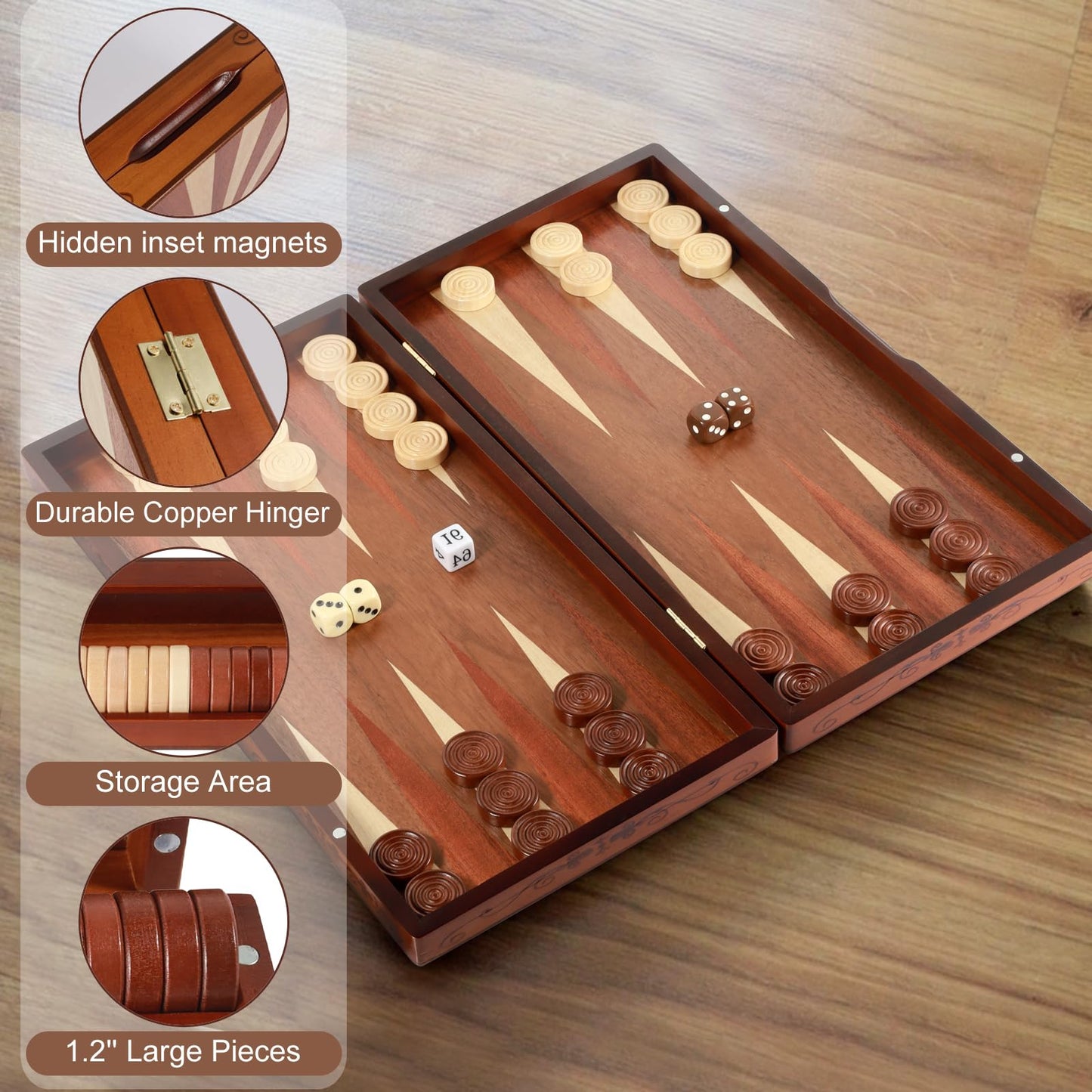 Syrace Wooden Folding Backgn Set - Large 15.75 (40cm)  Handcrafted Exquisite Design  Perfect for mature-themeds & Kids  Ideal for Backgn Enthusiasts