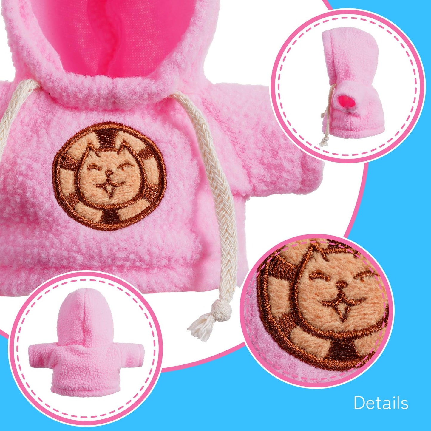 Cape & Hoodie Outfit Set For Eilik - 4 Pcs Furry Hoodie In Four Colors & 4 Pcs Furry Pet Cape In Four Styles. Ideal For Dressing