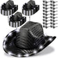 Zhanmai 24 Set LED Cowboy Hat Light Up Glitter Cowboy Hat with Sunglasses Sequin Space Cowgirl Sunglasses for Women Men Costume 