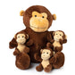 Plush Creations Talking Stuffed Mommy Monkey Set | 4 Piece Assortment | Brown Plush | Includes 3 Baby Monkeys | Ages 0+