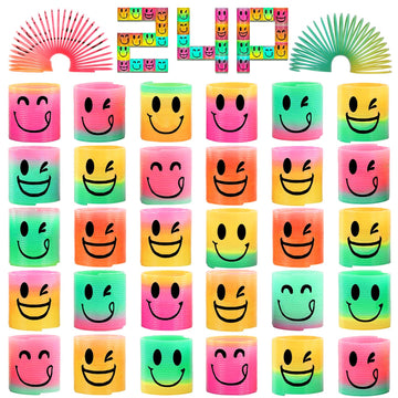 Azen 24 Pcs Mini Spring Party Favors For Kids 3-5 4-8, Goodie Bags Stuffers For Birthday Party, Classroom Prizes Kids Prizes, Small Bulk Toys Gifts (4 Smile)