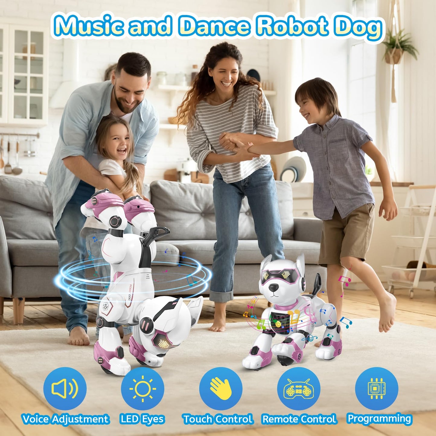 Smart Robots Dog Toy for Kids, Programmable Interactive RC Robotic Pets with Voice Control and Touch Sensory, Imitates Animals M