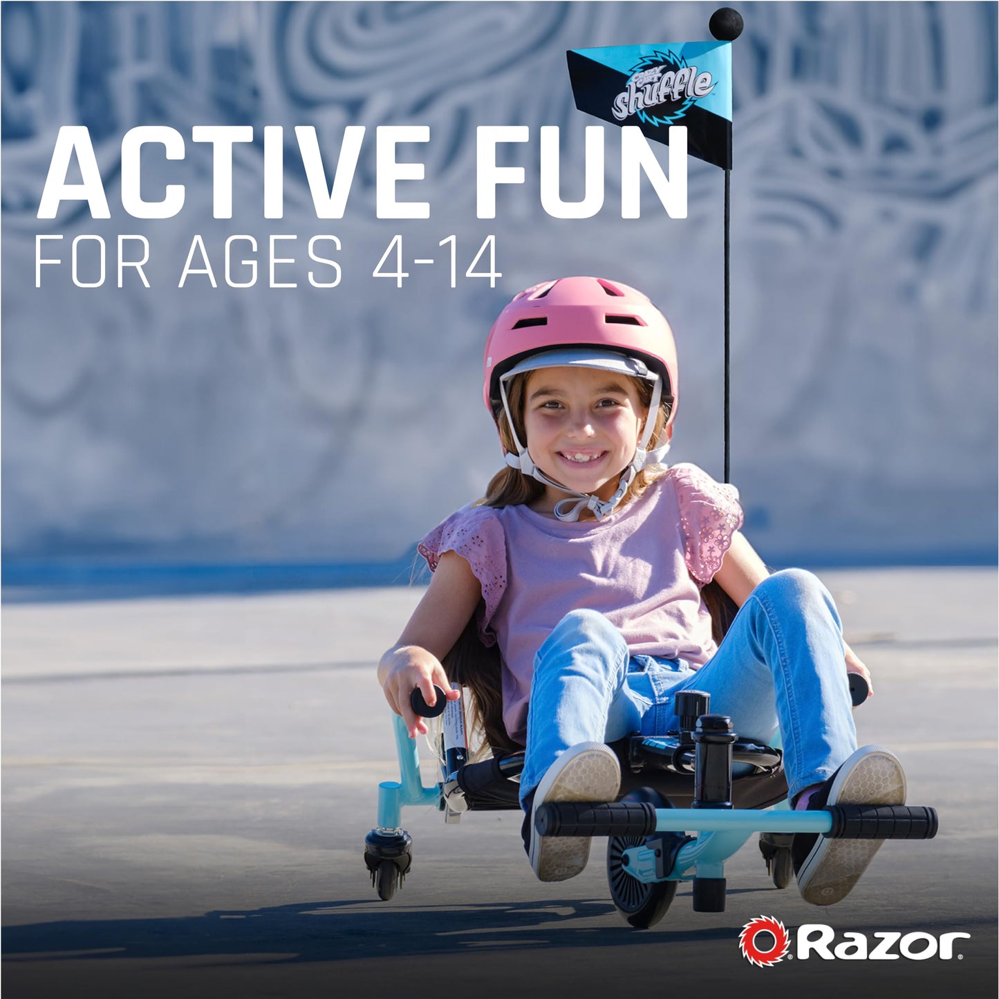 Crazy Cart Shuffle by Razor - Kid-Powered Drifting Go-Kart for Ages 4+, Crazy Cart Drift Bar Technology, Adjustable Frame with 5