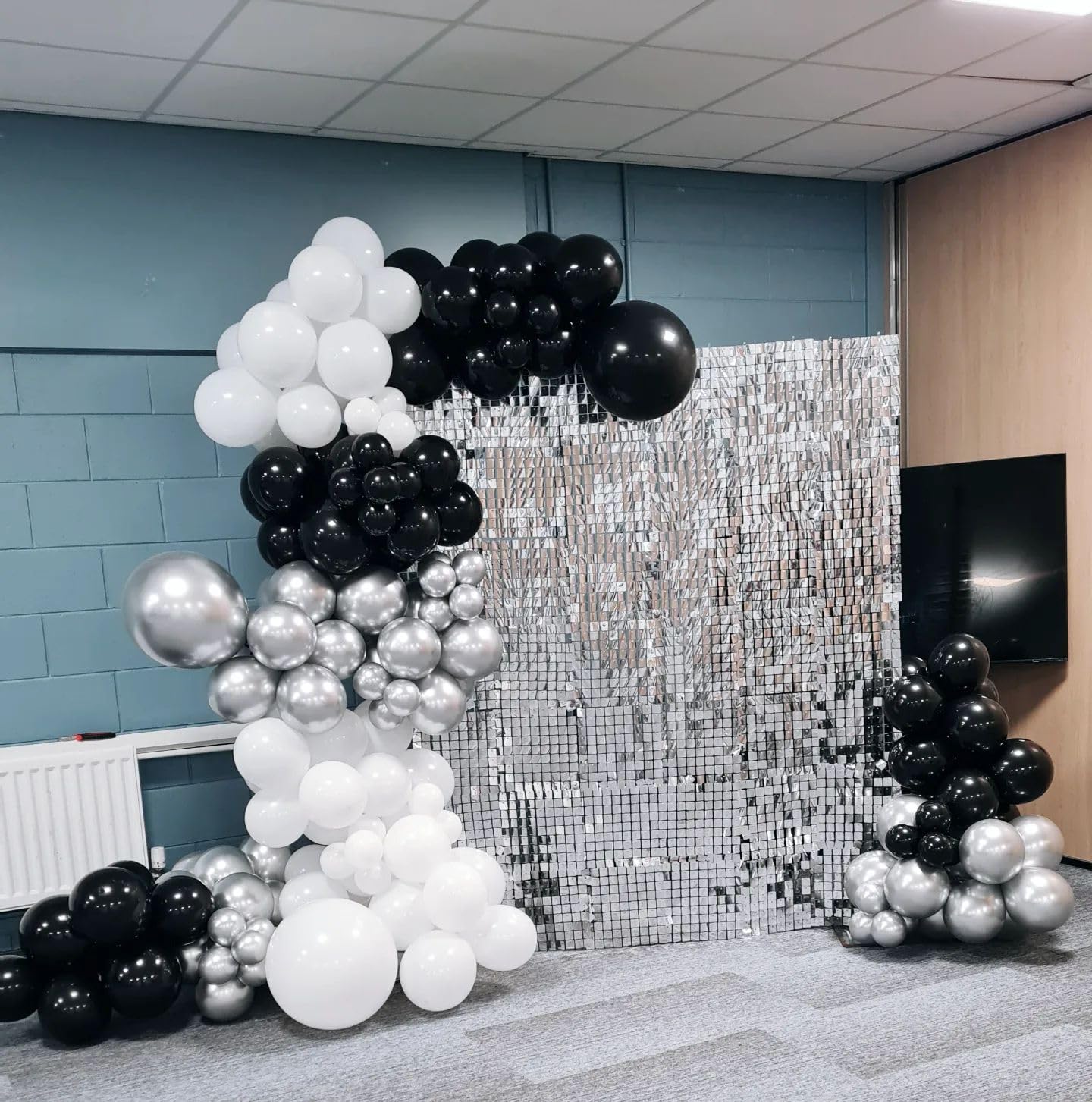 Funhot Black And Silver Balloons Set, 60Pcs Black Silver Party Balloon, 12Inch Matt Black Latex Balloons Metallic Silver Confett