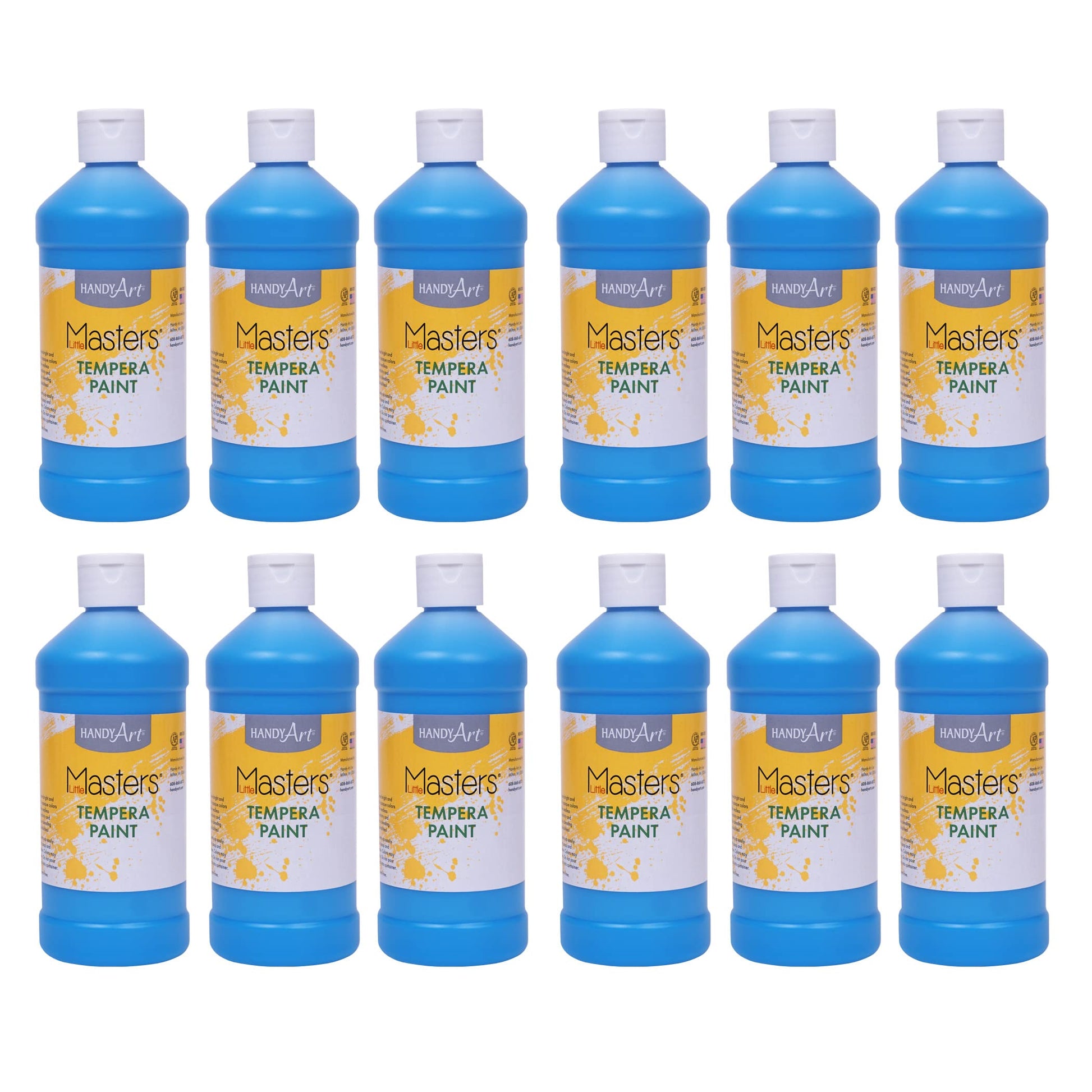 Handy Art Little Masters Tempera Paint, Light Blue, 16 oz, Pack of 12