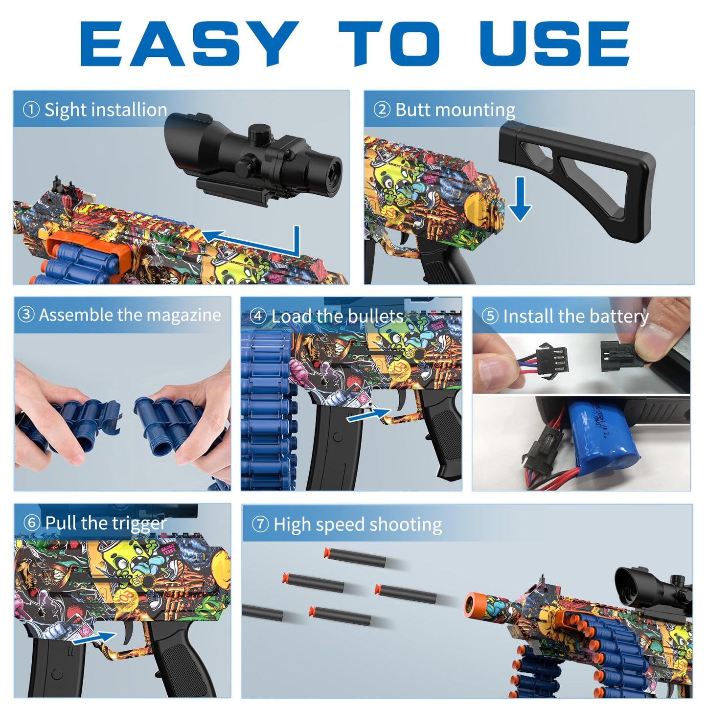 Electric Automatic Toy  JakMean Toy with 30 Dart Clips and 100 Foam Darts  Outdoor Shooting Games Toys for 6-12 Year Old Boys & Girls mature-themeds  Presents for Birthday Xmas  Scrawl