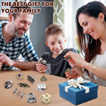 Wettarn 9 Pcs Metal Brain Teaser Puzzles Teaser 3D Steel Puzzle For Adults Unlock Interlocking Puzzle Adult Iq Education Smart Puzzle Toys Gift For Christmas(Magic Style)