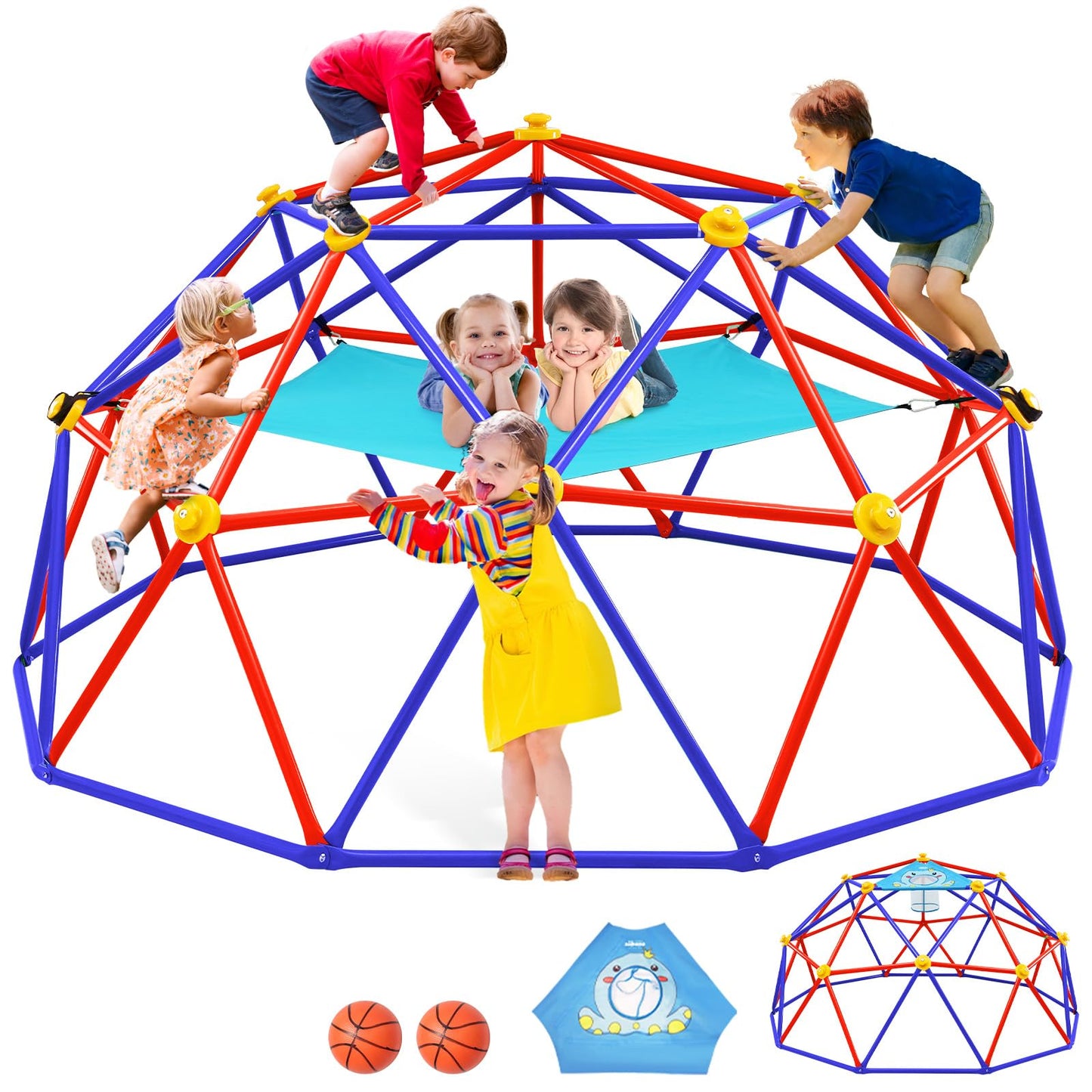 Zupapa Climbing Dome With Hammock, Supports Up To 1000Lbs Jungle Gym, 10Ft Dome Climber With Hammock For Kids 3 To 10 Outdoor Play Equipment