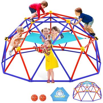 Zupapa Climbing Dome With Hammock, Supports Up To 1000Lbs Jungle Gym, 10Ft Dome Climber With Hammock For Kids 3 To 10 Outdoor Play Equipment