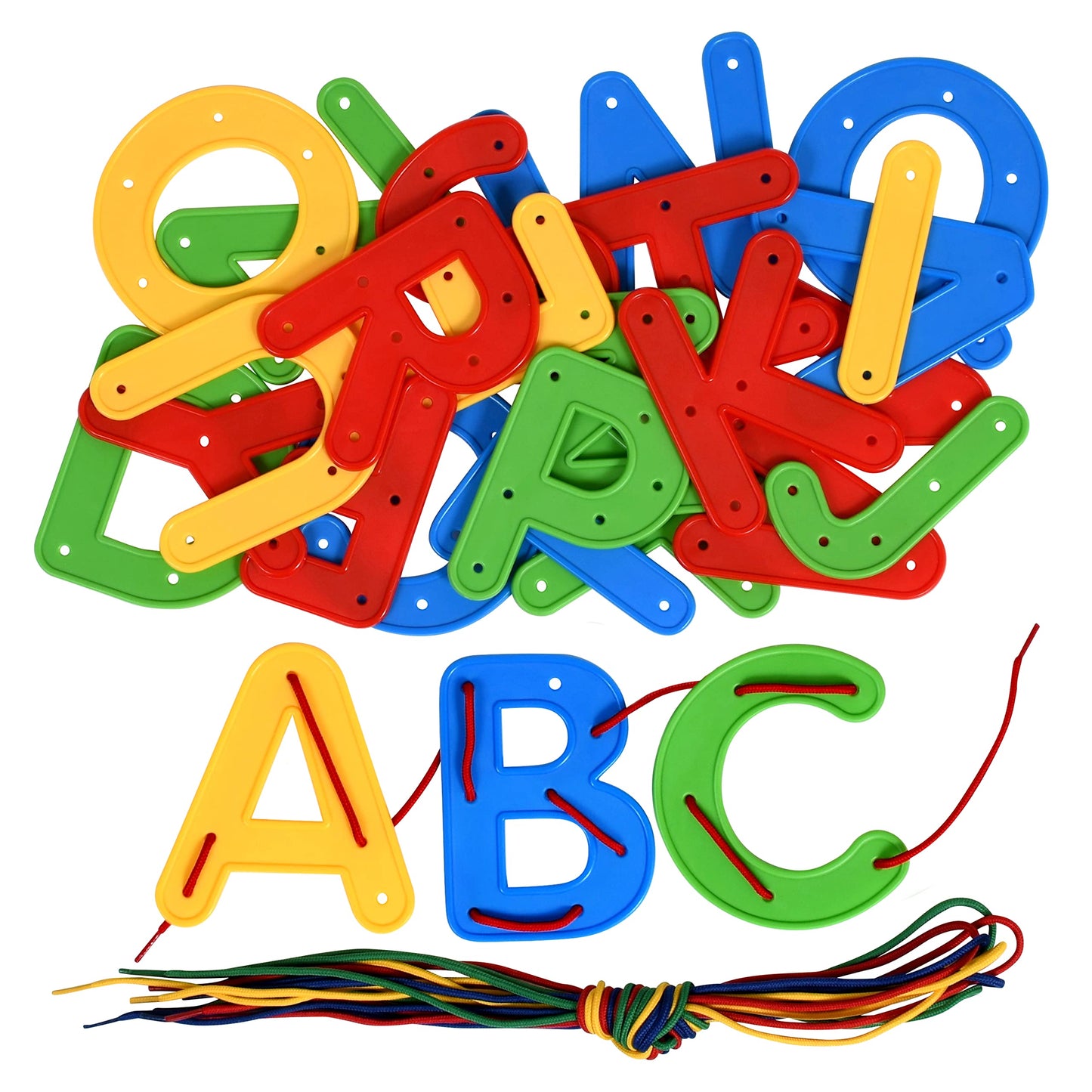 Ready 2 Learn Lacing Alphabet - Uppercase - 26 Letters - 8 Laces - Threading Toy For 3, 4, 5, 6 Year Olds - Fine Motor Skills, Letter Recognition And Early Spelling