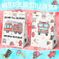 Hapibidesign Watercolor Firetruck Party Favor Bags - 24 Pcs Firetruck Party Candy Bags With Stickers - Firetruck Goodie Gift Tre