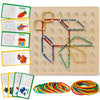 Skrtuan Wooden Geoboard for Kids - Montessori STEM Educational Toy with Pattern Cards & Rubber Bands,Early Fine Motor Skill Lear