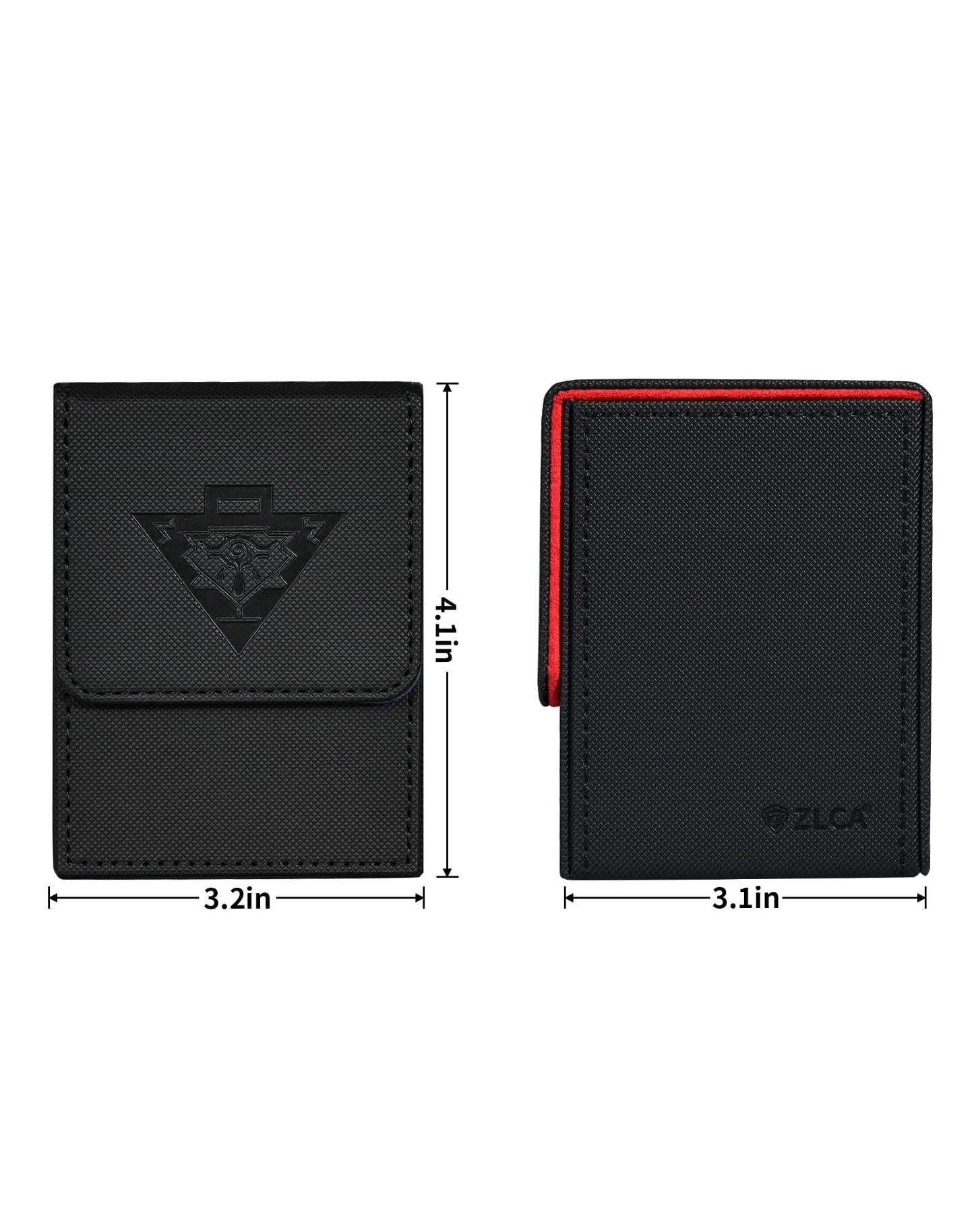 Zlca Card Deck Box Fits Yugioh Tcg, Card Storage Box With Dividers Holds 100+ Sleeved Cards, Premium Card Deck Case Compatible With Ccg Trading Cards (Black&Red,Puzzle)