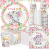 Hushee 200 Pcs Pink Elephant Baby Shower Paper Plates Napkins Cups It'S A Girl Baby Shower Party Supplies Tableware Set Pink Dis