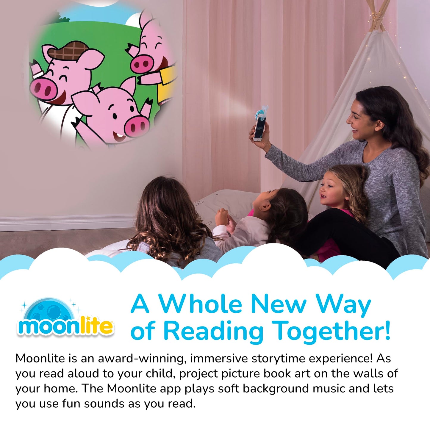 Moonlite Storybook Reels For Flashlight Projector, Kids Toddler | The 3 Little Pigs | Single Reel Pack Story For 12 Months And Up