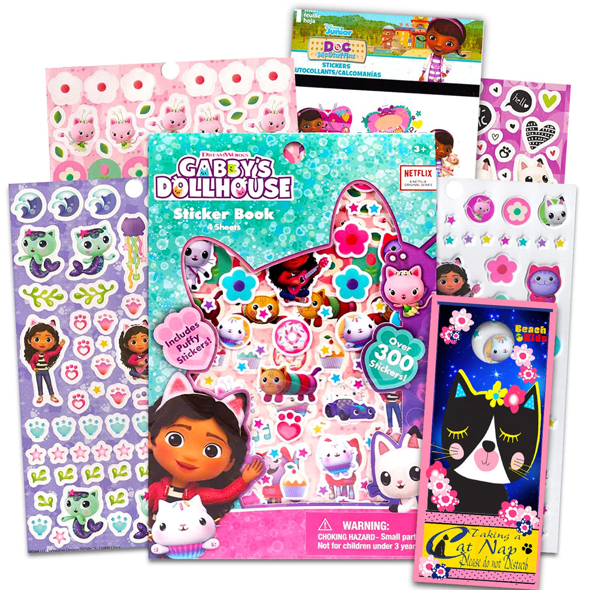 GabbyS Dollhouse Puffy Craft Sticker Book For Girls  Bundle With 300+ Stickers, More ( Party Supplies)