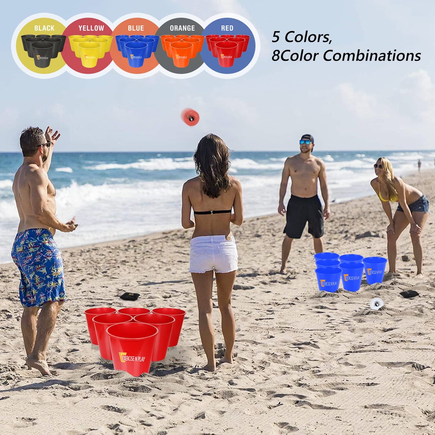 EP EXERCISE N PLAY Pool Games Competitive Team Improve Teamwork Suitable for:Courtyard,Beach,Outdoor. Water Games for Adults Gre