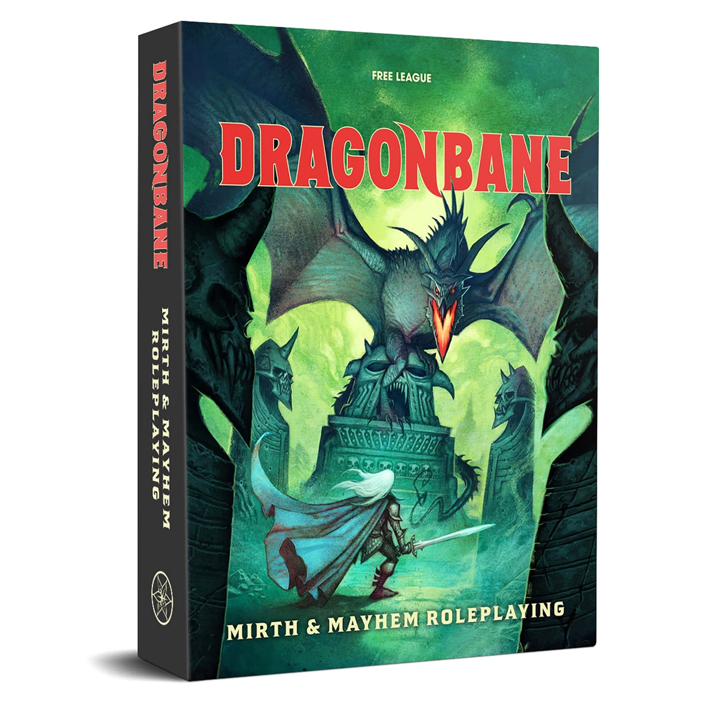Free League Dragonbane RPG Core Set - Includes Dice, Rulebook, Adventures, Map - Medium Size - Green, Brown, Beige - Model 230017