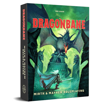Free League Dragonbane RPG Core Set - Includes Dice, Rulebook, Adventures, Map - Medium Size - Green, Brown, Beige - Model 230017
