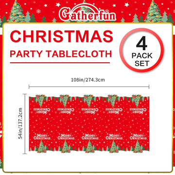 Gatherfun Christmas Table Decorations Christmas Tree Disposable Tablecloth Waterproof Plastic Rectangular Table Cover for Merry