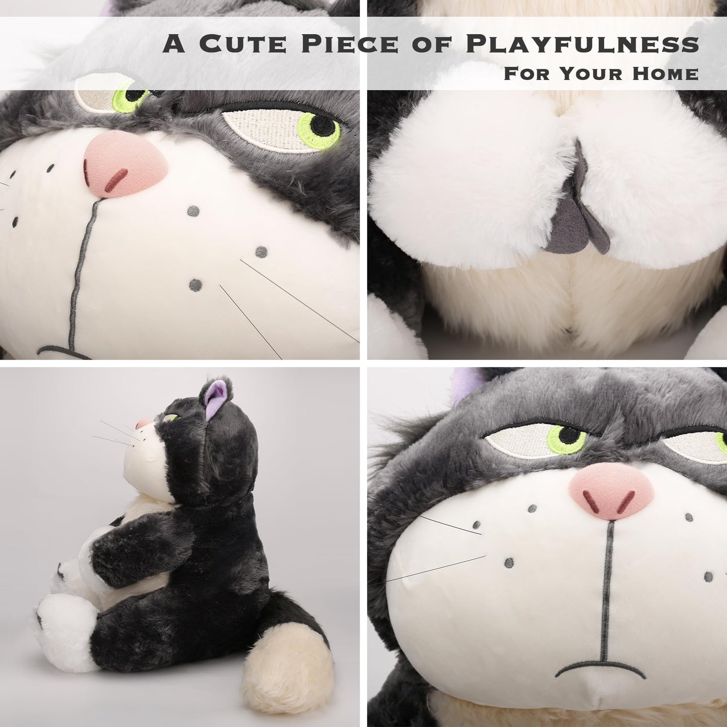 Juju GOODS Lucifer Cat Plush - Large 26" Black Stuffed Animal - PP Cotton Plushie
